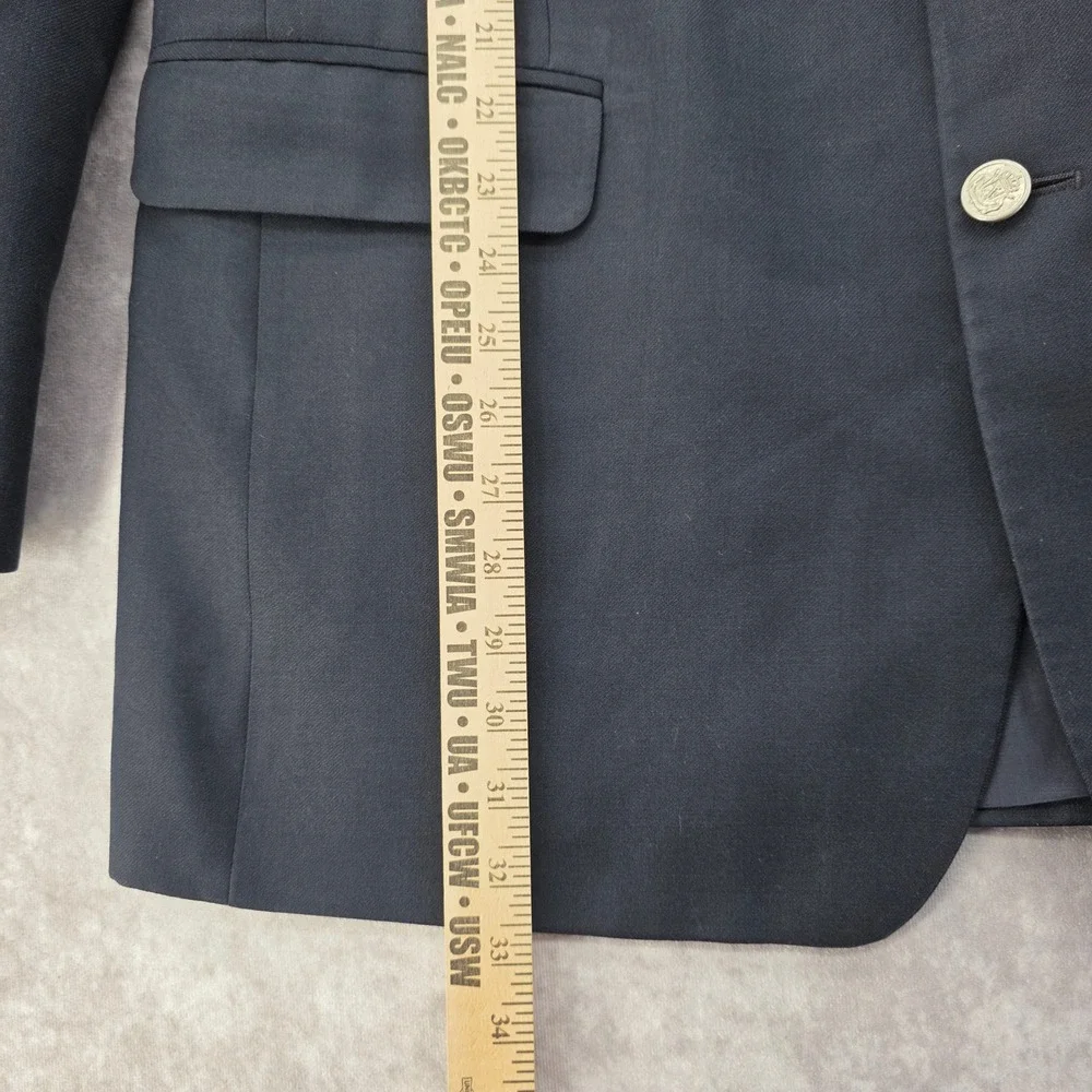 Brooks 346 Navy Blue Wool Cashmere Blazer Silver Crest Buttons Mens 46R Casual